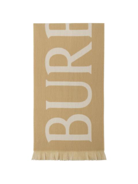 Burberry Beige 'Burberry' Text Scarf