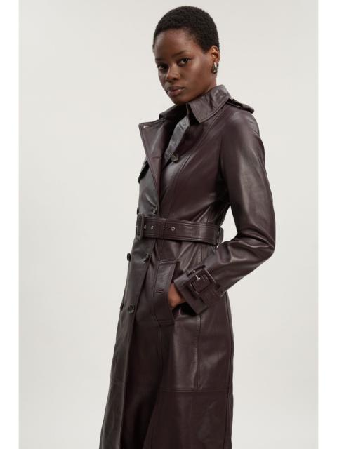 KAREN MILLEN Leather Trench Belted Mac Midi Coat