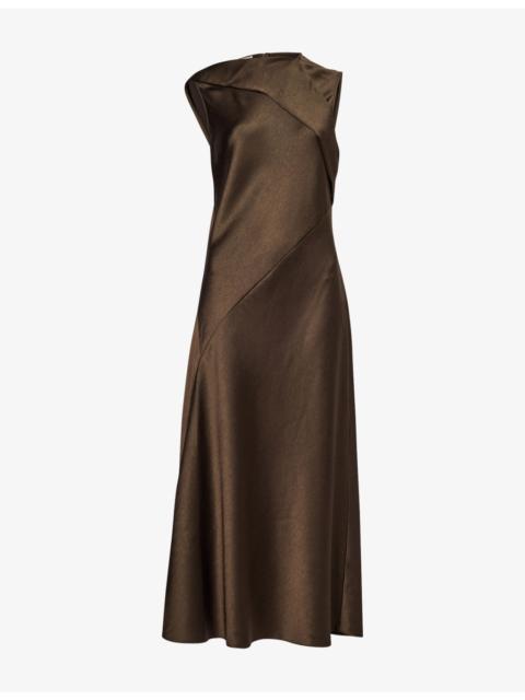 Vince Scarf-Tie Satin Midi Dress
