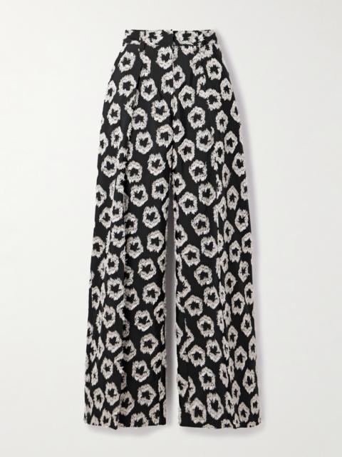 ULLA JOHNSON Cai Pleated Recycled Fil Coupé Faille Wide-leg Pants