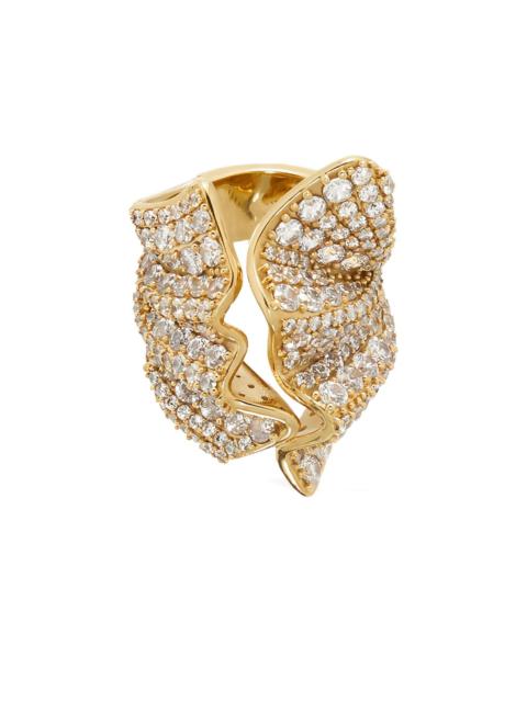FERRAGAMO crystal-embellished ruffled ring