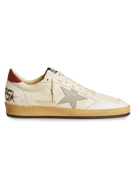 Golden Goose Men's Ball Star Leather Low-Top Sneakers - White Silver Blue Red