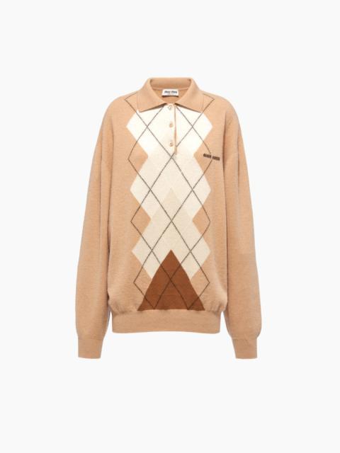 Miu Miu Intarsia cashmere polo shirt
