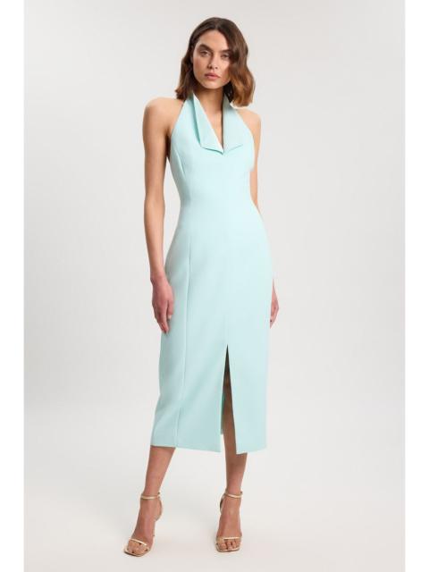 KAREN MILLEN Petite Satin Tux Back Detail Tailored Midi Dress