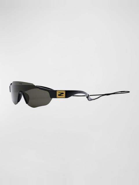 FENDI Men's FF-Logo Rimless Shield Sunglasses