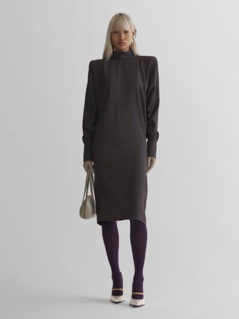 MUGLER brown check bat sleeves dress