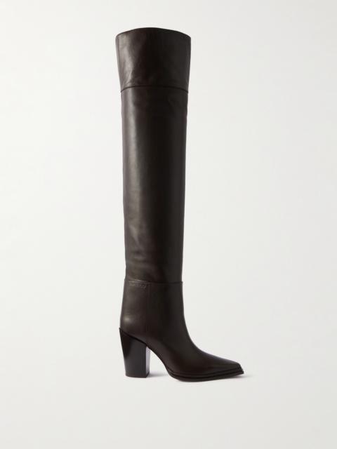 JIMMY CHOO Cece 80 Leather Point-toe Over-the-knee Boots