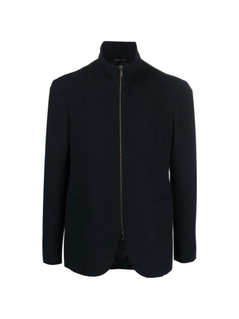 zip-up funnel-neck blazer