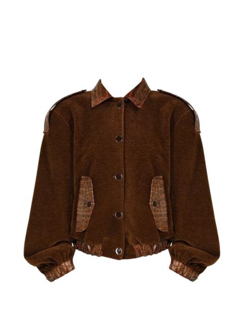 ROWEN ROSE croc-effect corduroy bomber jacket