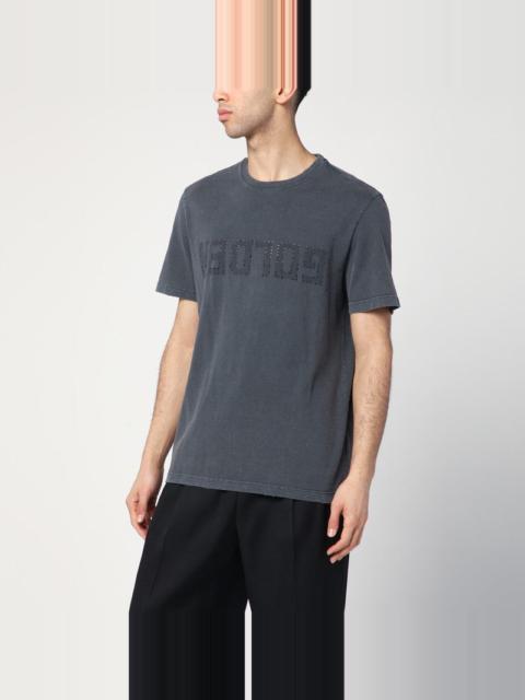 Golden Goose GREY WASHED-OUT T-SHIRT WITH LOGO