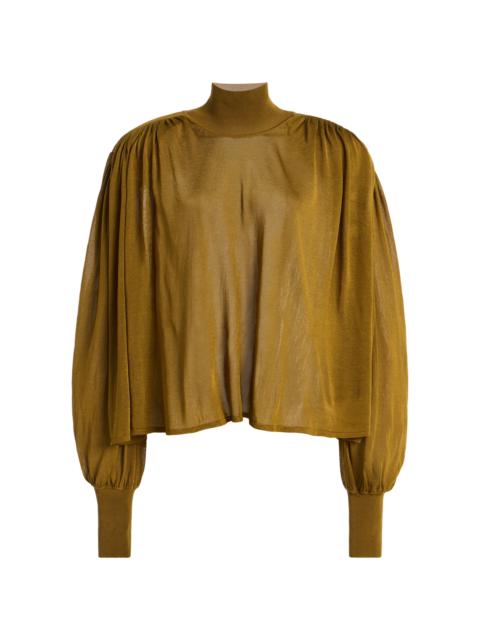 Altuzarra Ethel Ruffled Top olive