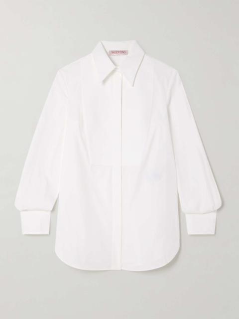 Poplin-trimmed cotton-piqué shirt