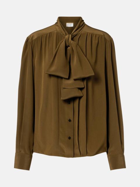 SAINT LAURENT Tie-neck silk crêpe de chine blouse