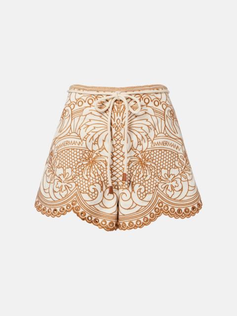 Zimmermann Como embroidered cotton shorts