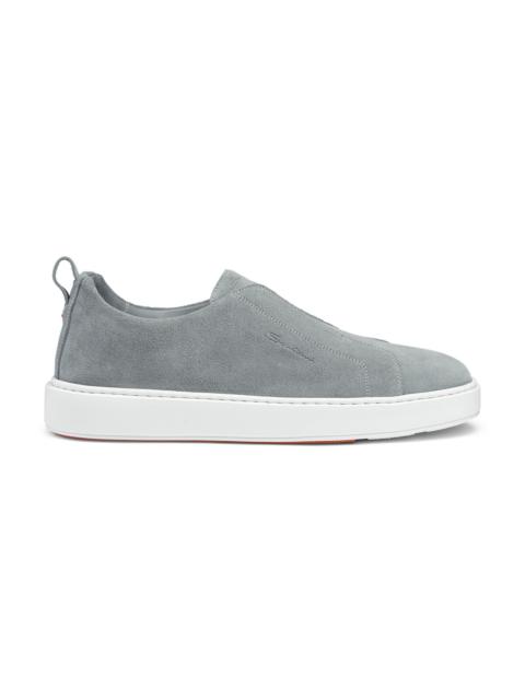 Santoni Men's light blue suede slip-on sneaker