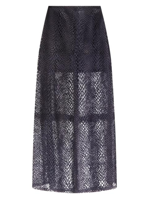TWP Women's Mesh Leather A-Line Mid-Skirt - Night Sky