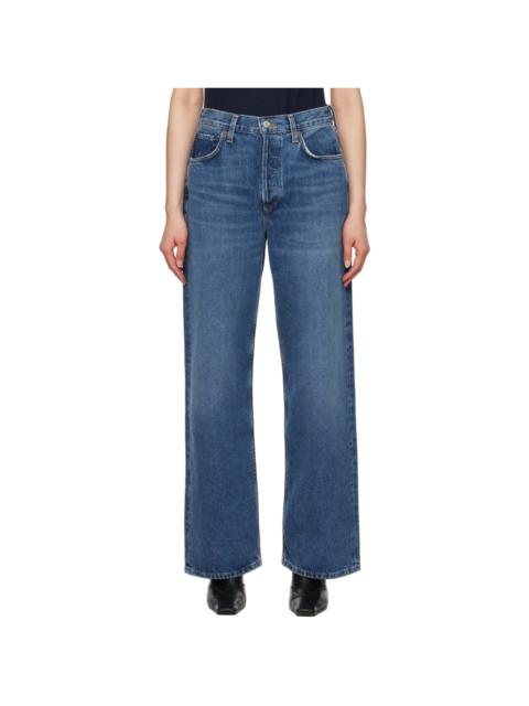 Navy Low Slung Baggy Jeans