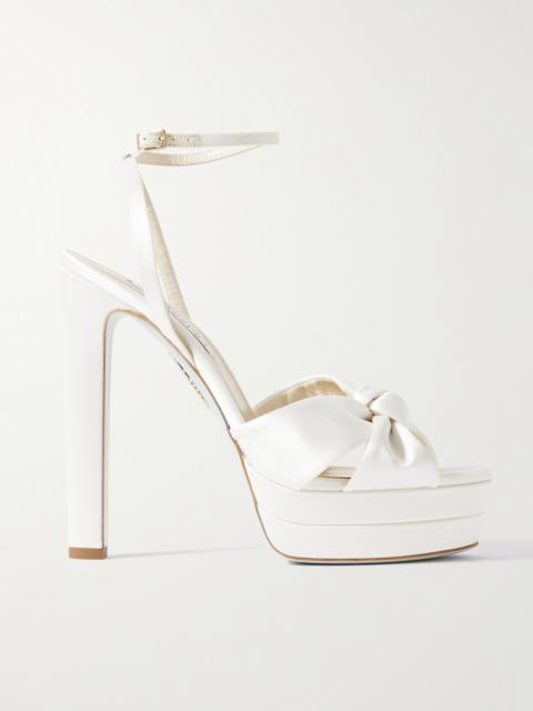 AQUAZZURA Cupid Plateau 130 Knotted Satin Platform Sandals