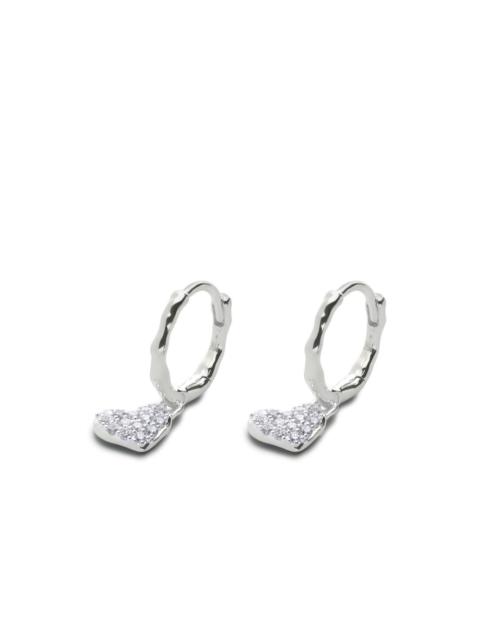 MONICA VINADER Diamond Heart silver drop huggie earrings