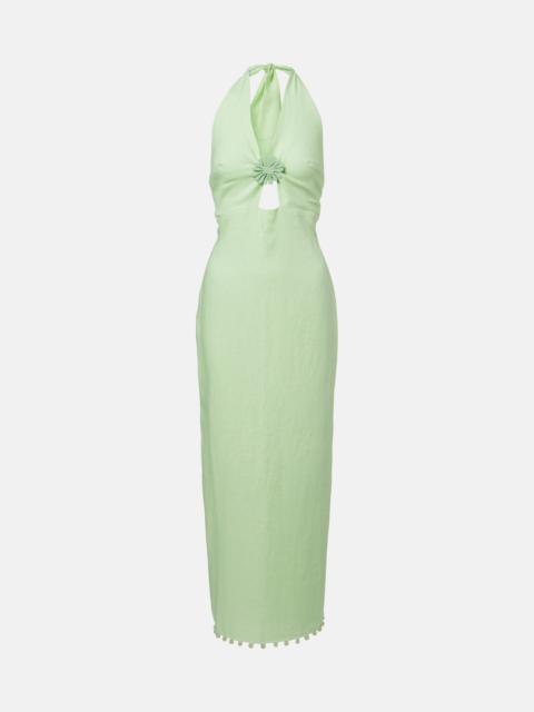 CALA de la CRUZ Orly halterneck linen midi dress