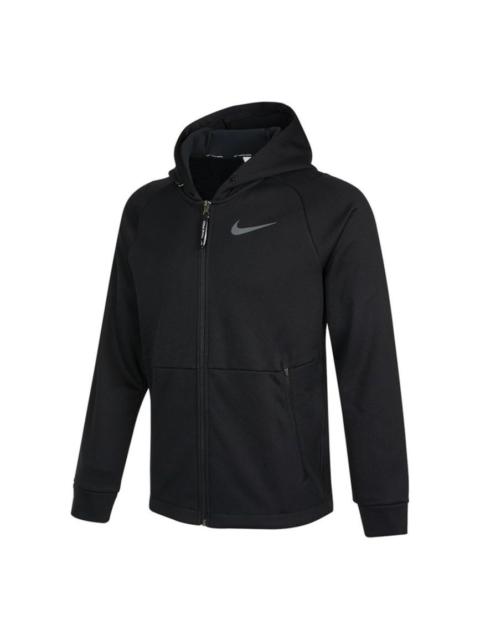 Men's Nike Pro Therma-FIT Fleece Stay Warm Sports Training Hooded Logo Jacket Autumn Black DD2125-01