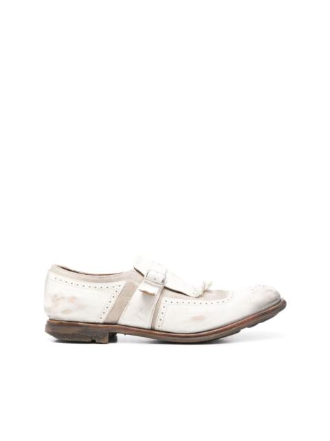 distressed-finish monk shoes