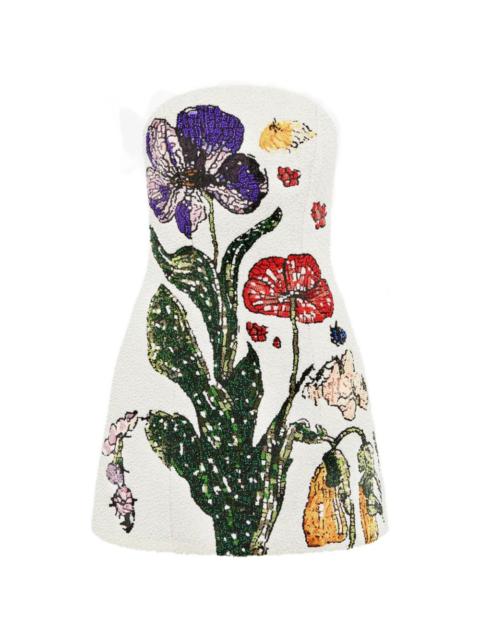LEO LIN floral strapless dress