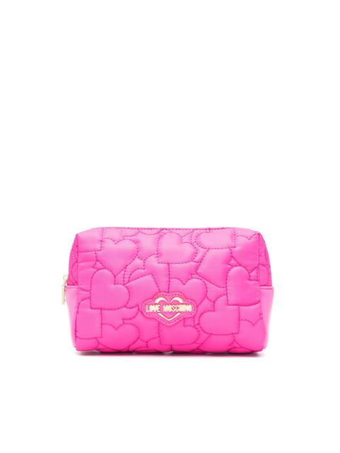 Moschino logo-patch quilted toiletry bag