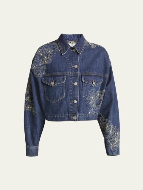 Isleya Abstract Stitch Denim Jacket