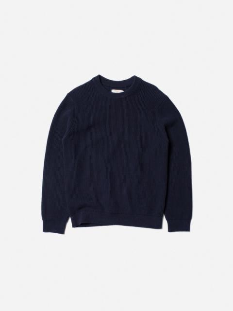 Nudie Jeans August Rib Cotton Sweater Navy