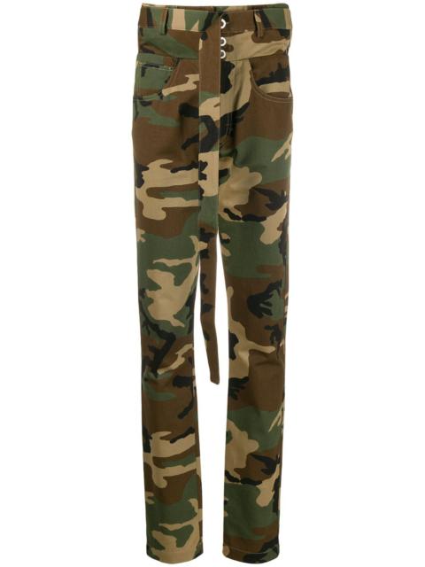 Unravel belted camouflage trousers