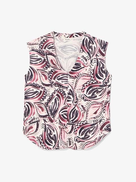 M.M.LaFleur Emmy Drape Top - Printed Everyday Satin