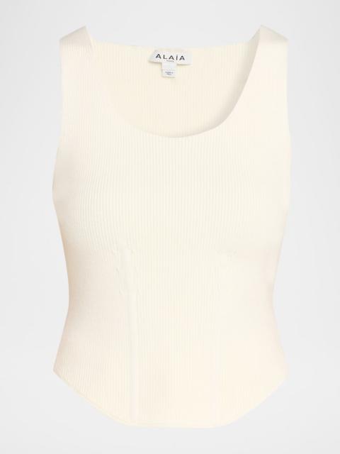 Alaïa Sleeveless Ribbed Knit Corset Top