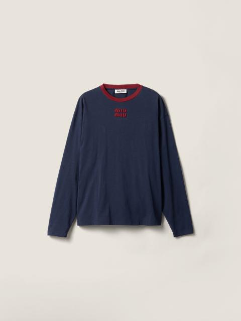 Miu Miu Long-sleeved cotton jersey T-shirt