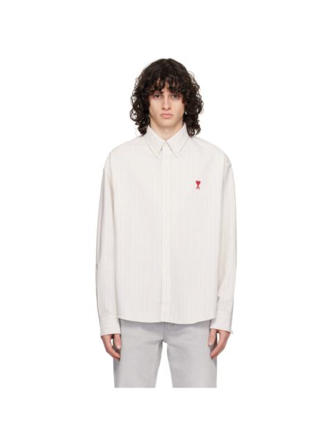 AMI Paris Blue & Off-White Embroidered Shirt