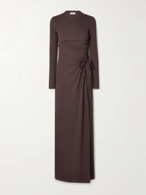 Nanushka + NET SUSTAIN Marghe wrap-effect faux leather-trimmed stretch reycled-jersey maxi dress