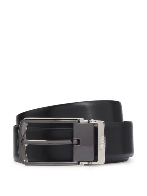 BOSS REVERSIBLE LEATHER BELT WITH SMOOTH AND TEXTURED FINISHES