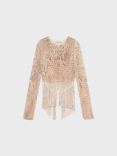 Blumarine PRINTED KNIT SWEATER WITH FRINGES