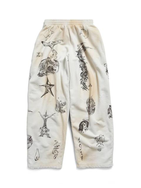 BALENCIAGA Men's Tat Baggy Sweatpants in Beige/brown