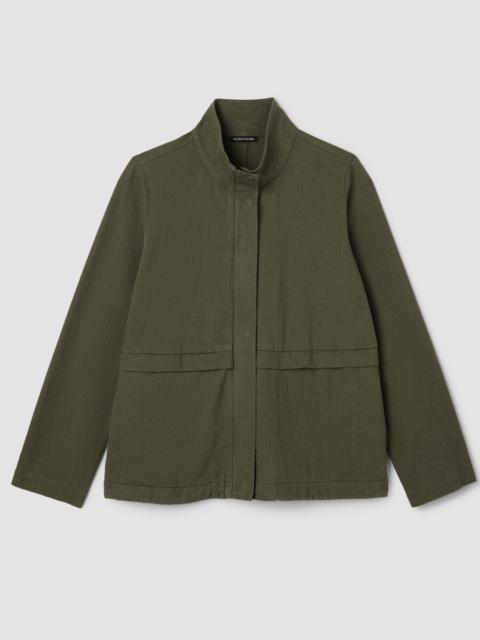 EILEEN FISHER Slubby Organic Cotton Linen High Collar Jacket