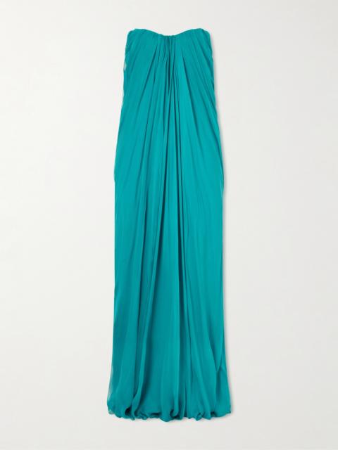 Alexander McQueen Strapless Draped Silk-chiffon Bustier Gown