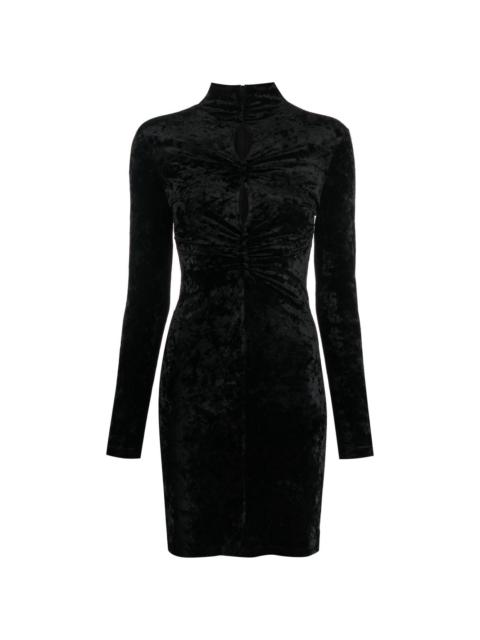 long-sleeve velvet-effect dress