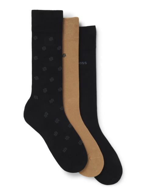 BOSS THREE-PACK OF REGULAR-LENGTH SOCKS IN A COTTON BLEND