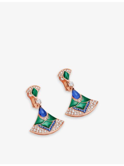 BVLGARI Divas' Dream 18ct rose-gold, 0.40ct and 1.28ct diamond, 0.80ct sapphire, malachite and tanzanite ear
