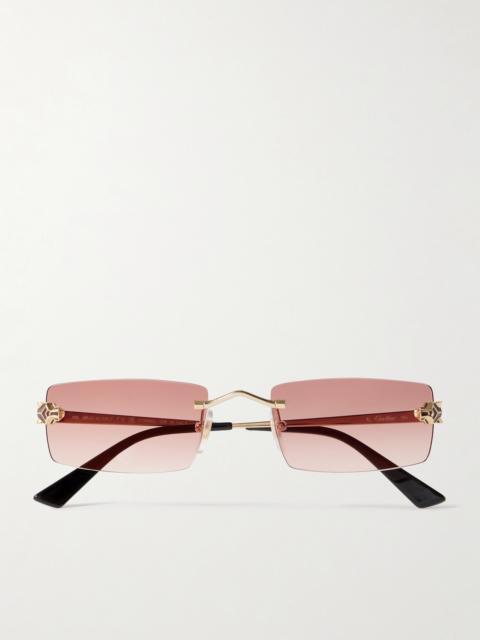 Cartier Panthère Classic Rimless Rectangle-frame Gold-tone Sunglasses