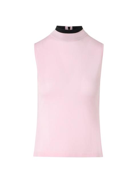 AKRIS Women's Mock Turtleneck Sleeveless Wool Top - Rose Black