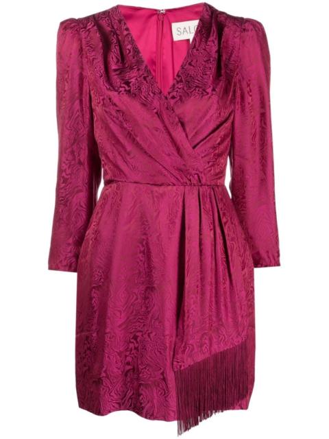SALONI abstract-pattern silk minidress