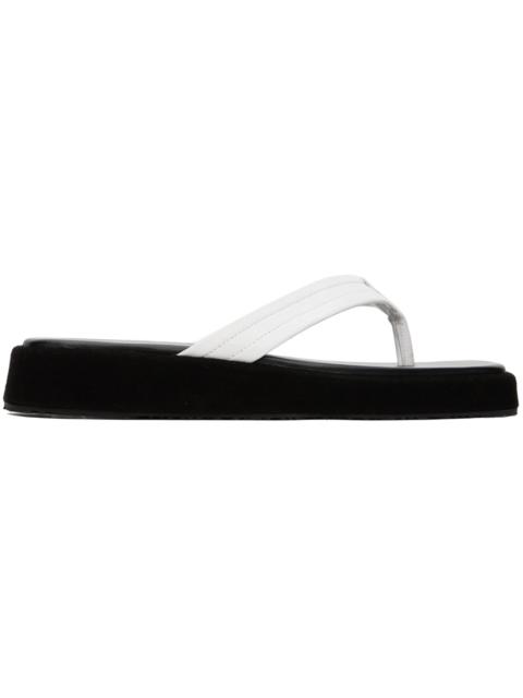 LE17SEPTEMBRE Black & White Leather Flip Flops