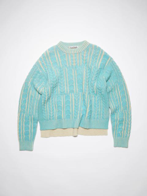 Crew neck wool-blend jumper - Turquoise blue