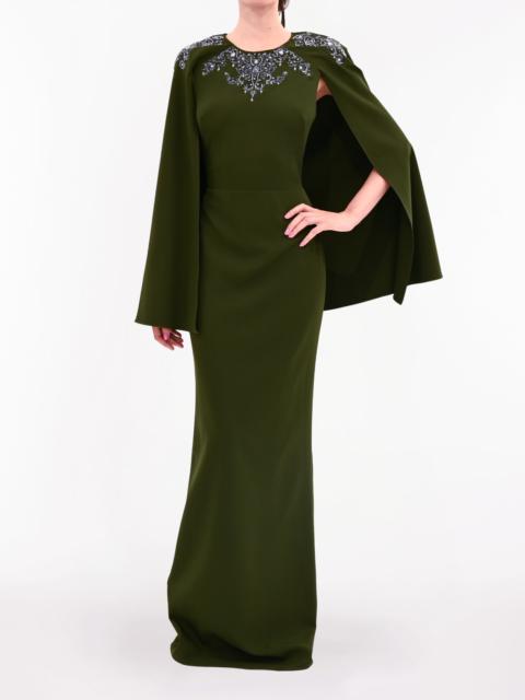 STRETCH CREPE CAPE GOWN